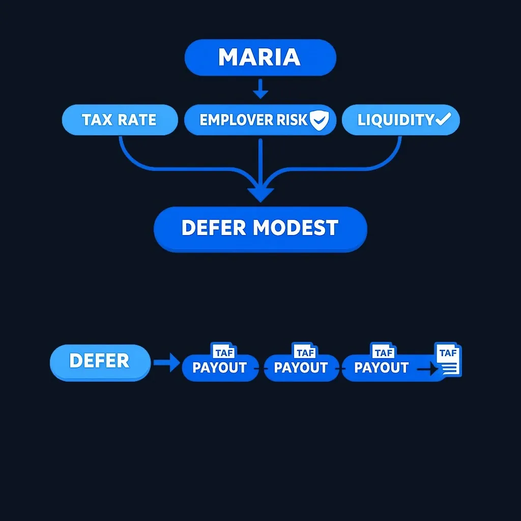 Scenario showing how one person applies the deferred compensation decision framework step-by-step