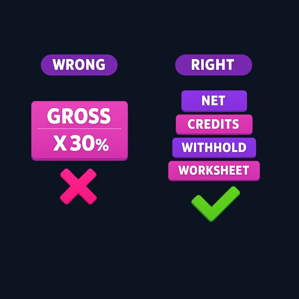Comparison of incorrect flat percentage method versus correct calculation method