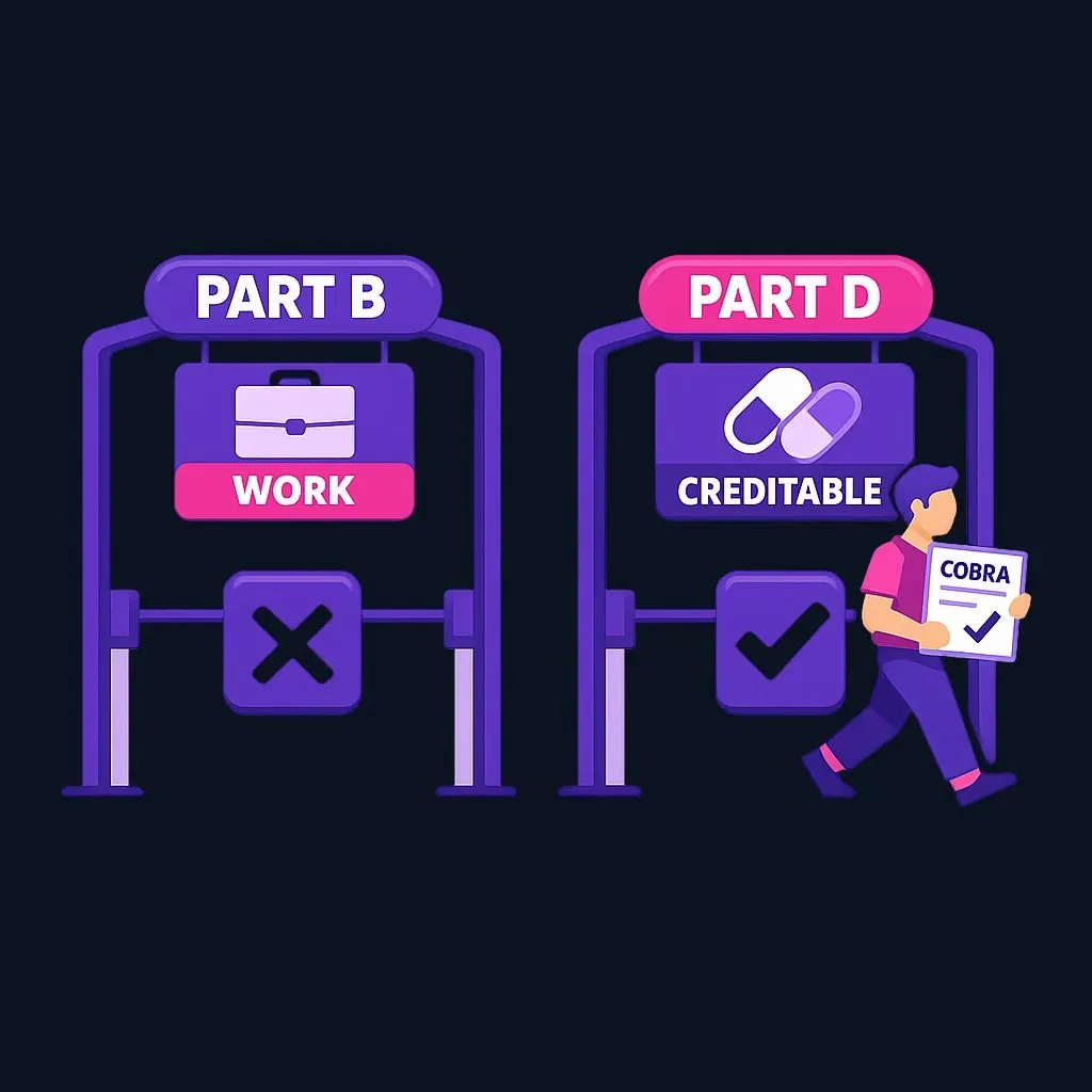 Two separate gates for Part B and Part D, each with its own test