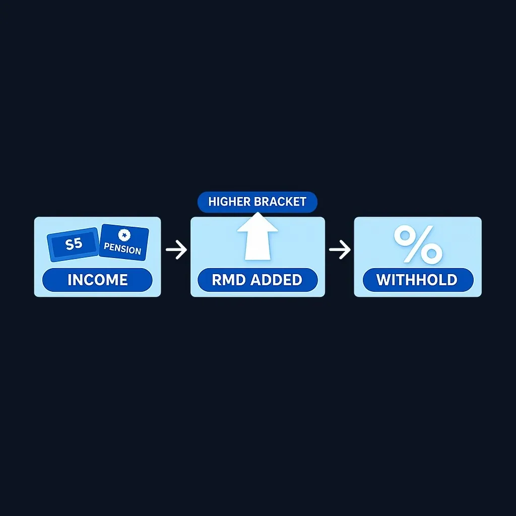 Scenario flowchart for choosing RMD withholding based on marginal tax