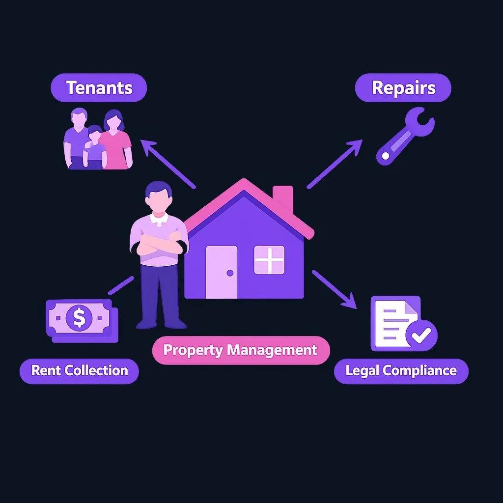 Diagram illustrating direct rental property ownership and landlord responsibilities