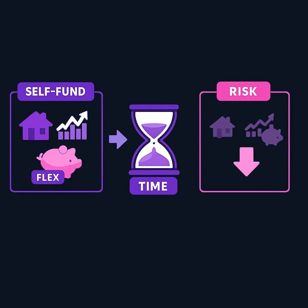 Self-funding flexibility versus exposure tradeoff