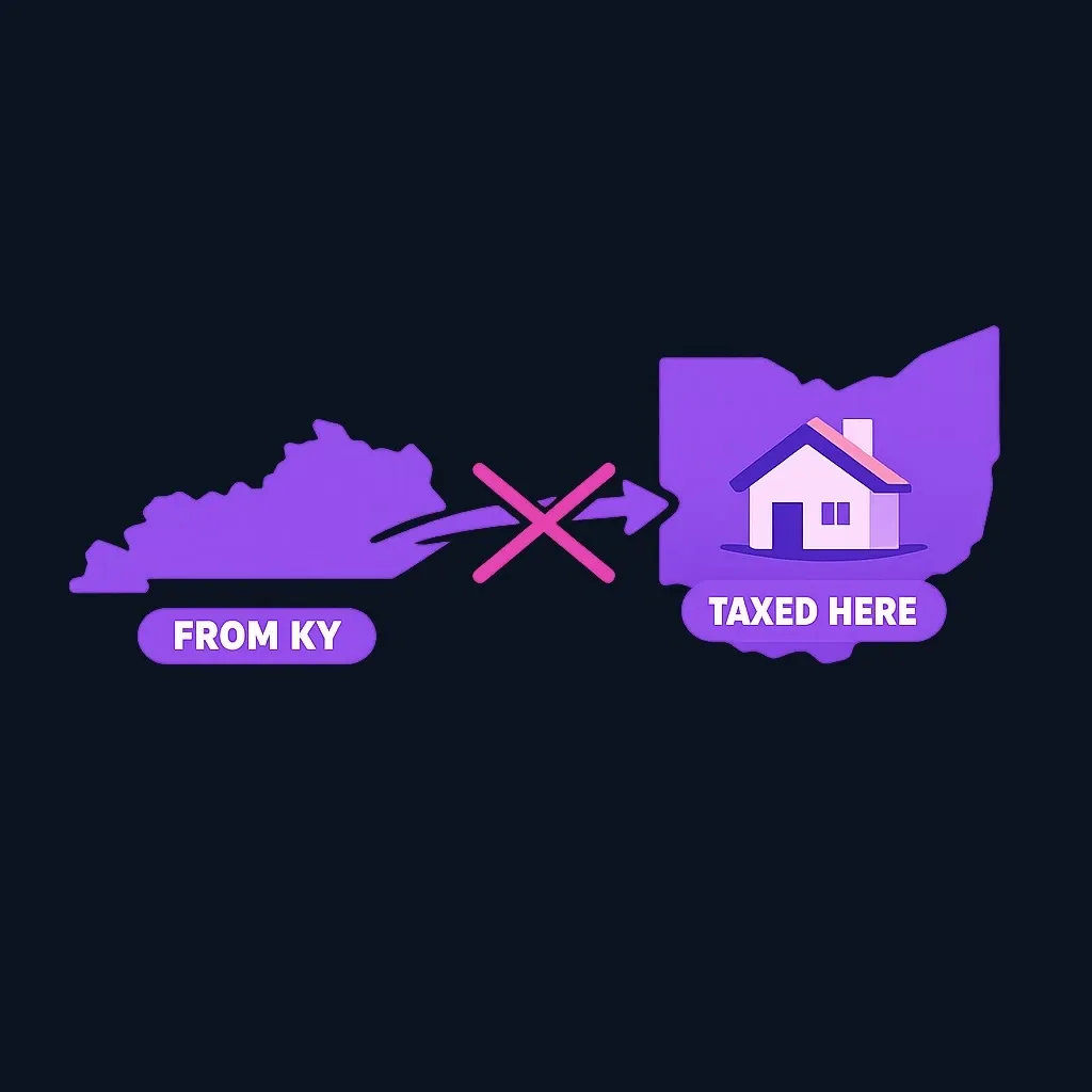Diagram illustrating Kentucky inheritance tax rule for out-of-state real property