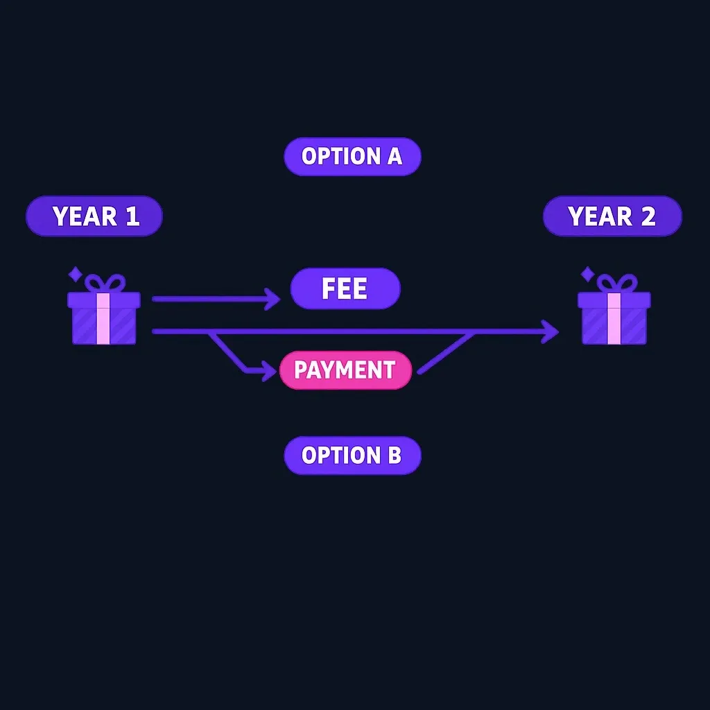 Timeline showing two-bonus recast strategy options