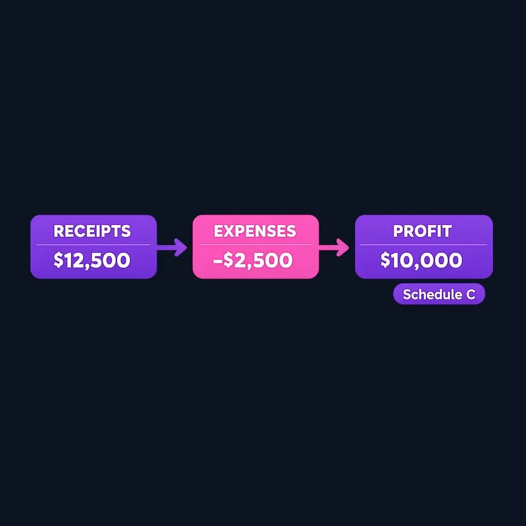 Diagram showing freelancer income calculation without 1099
