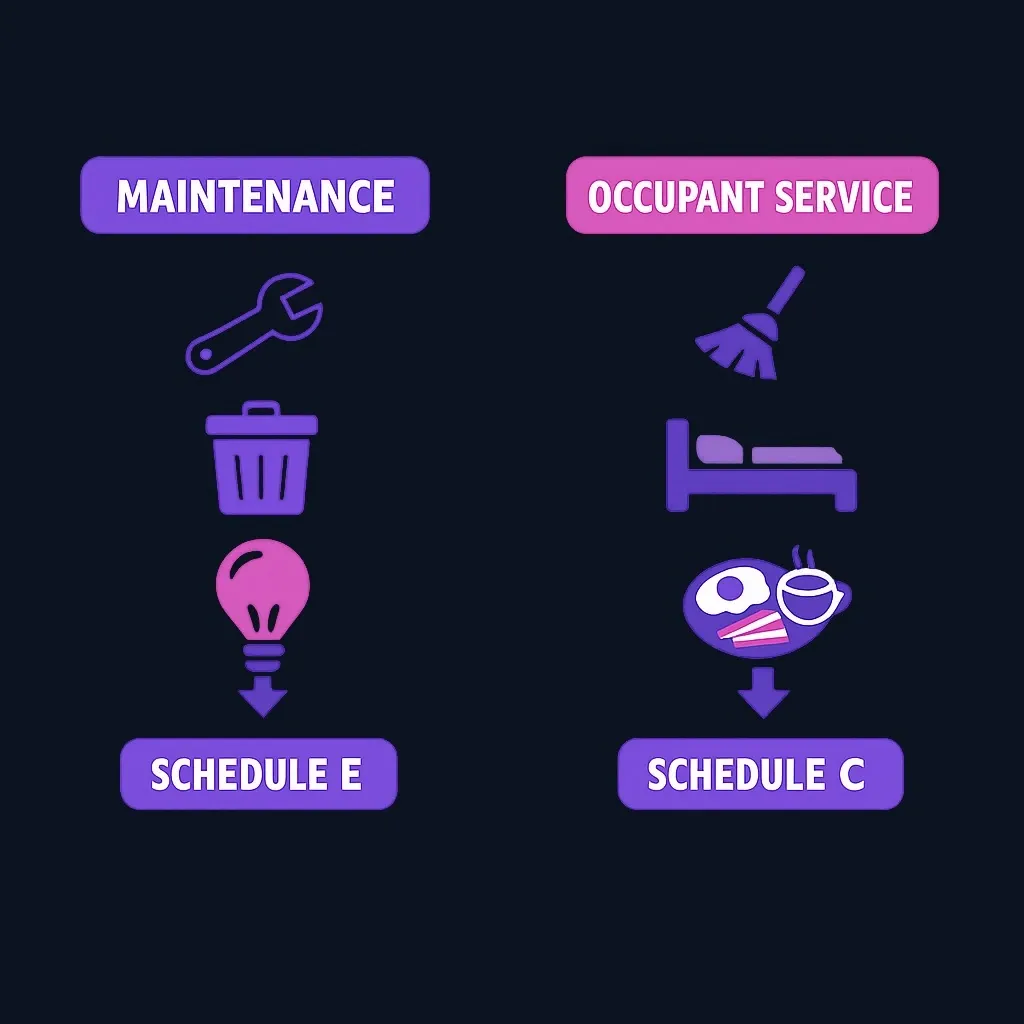 Comparison diagram showing maintenance services versus occupant convenience services