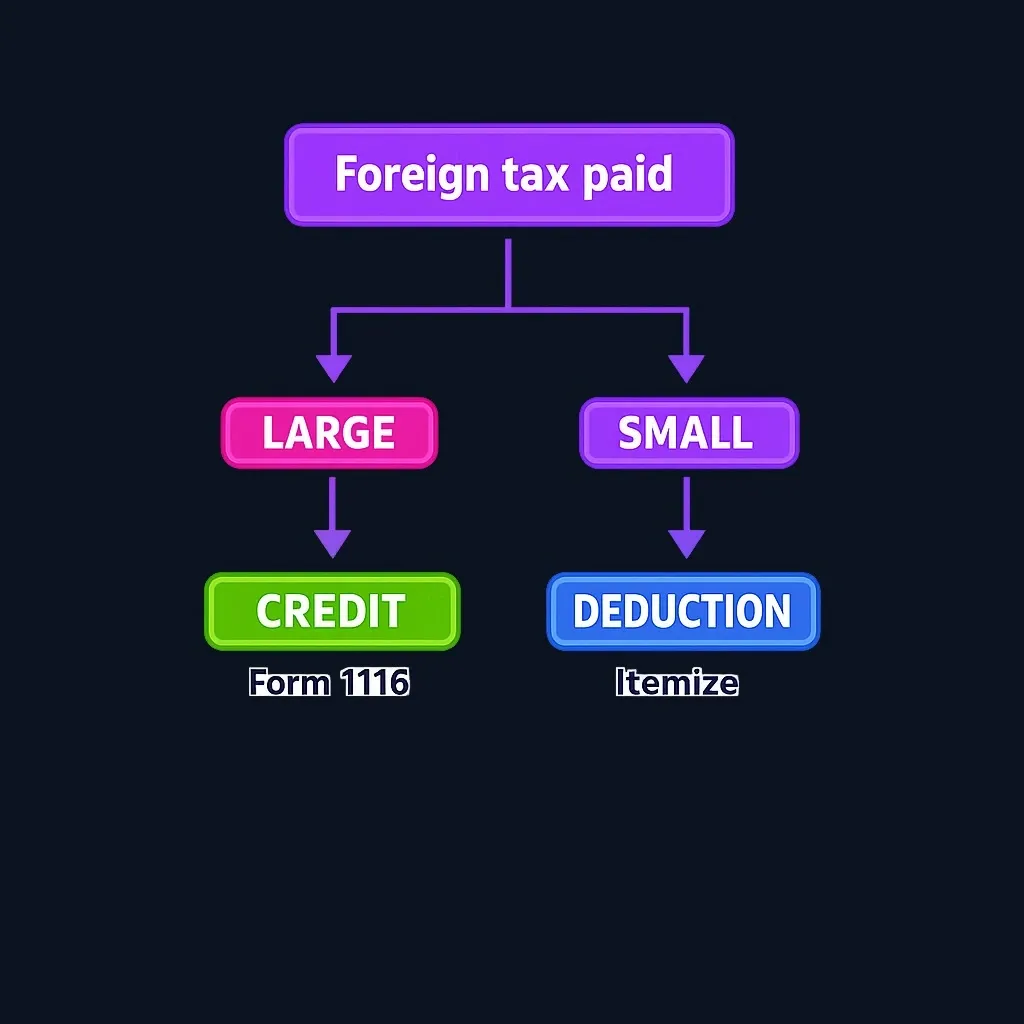 Decision tree showing when to choose credit versus deduction
