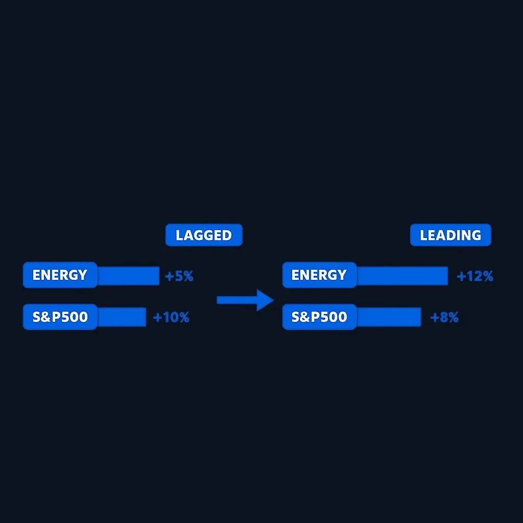 Chart showing relative strength comparison between energy sector and S&P 500 performance