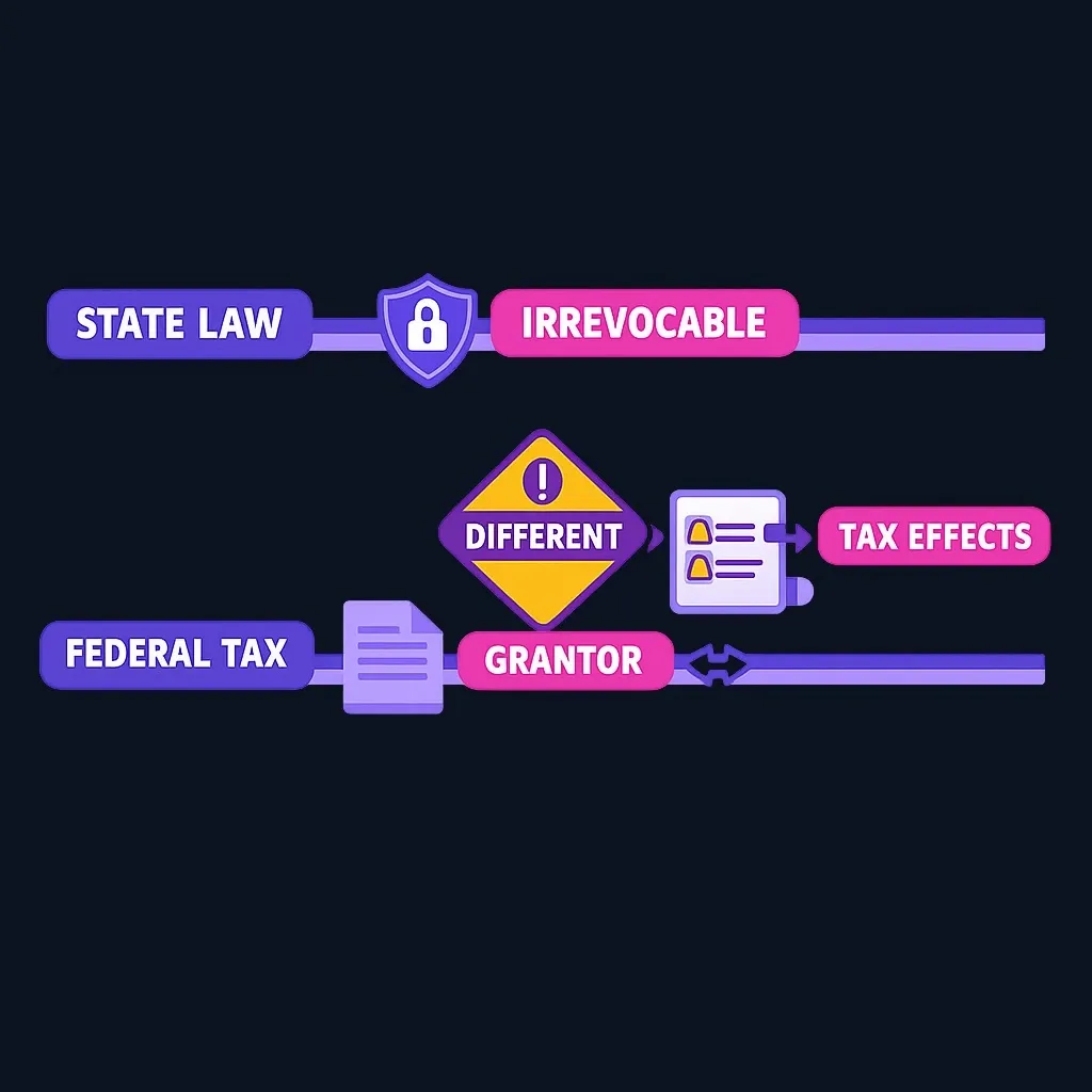Diagram showing state law versus federal tax classification of trusts