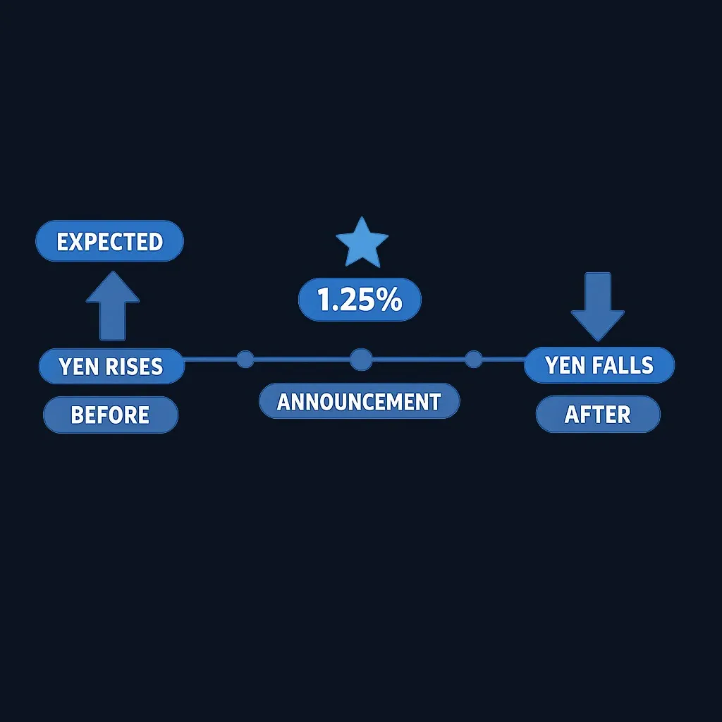 Timeline showing how markets price in expected events before announcements