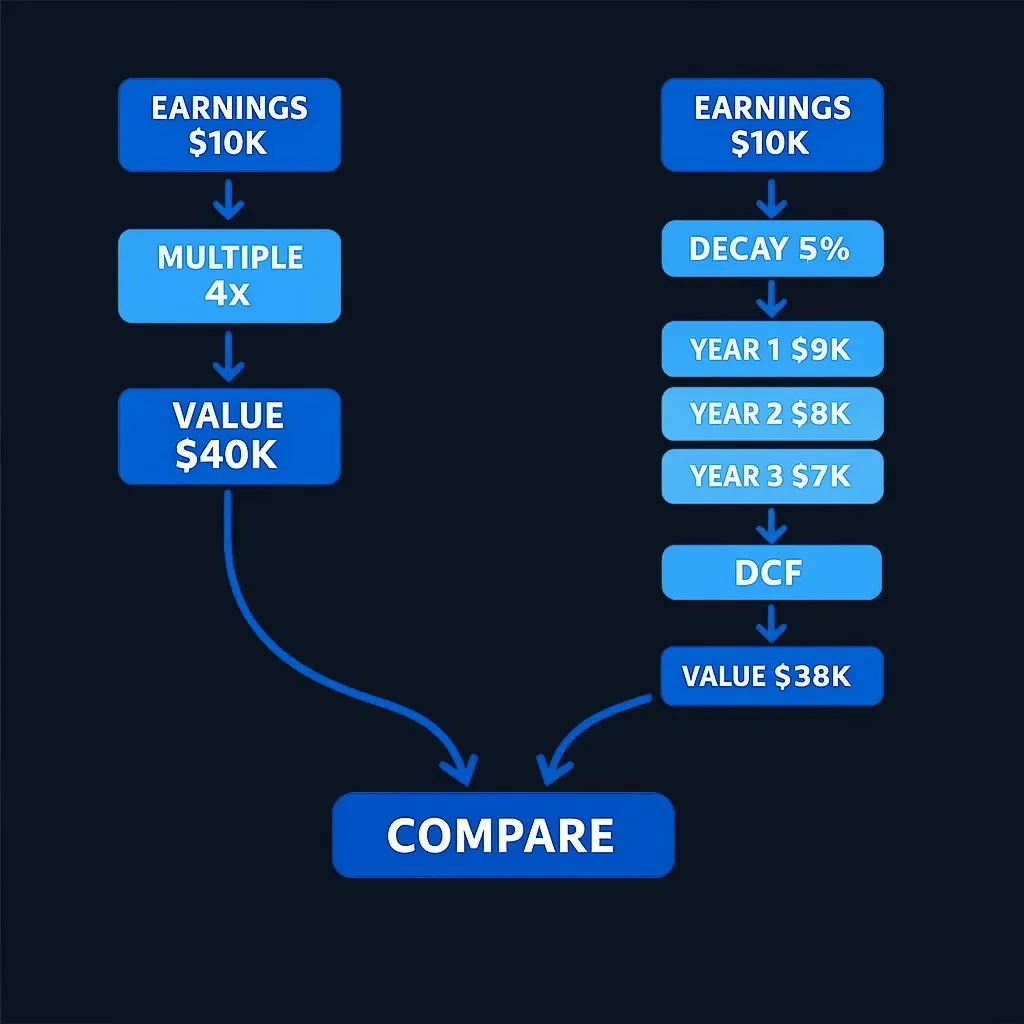 Diagram illustrating the two-method valuation approach for music catalogs
