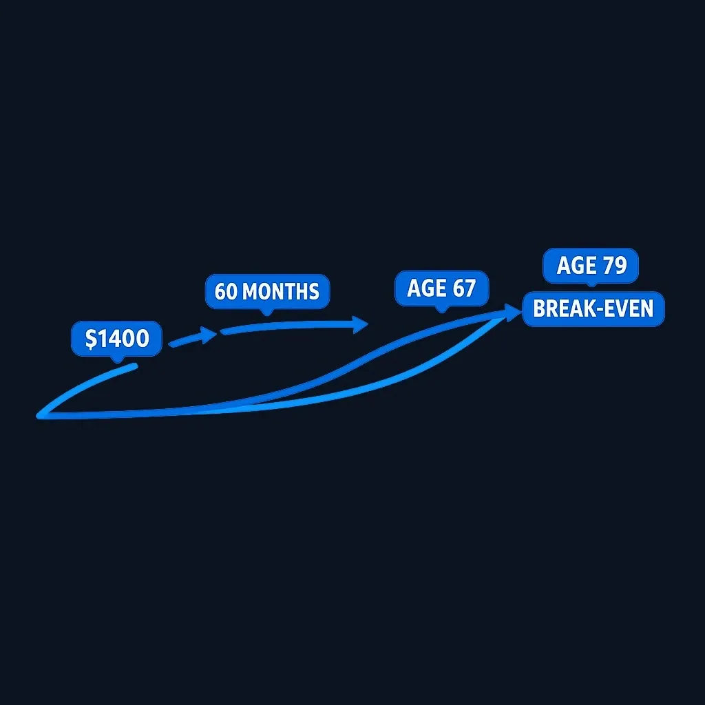 Break-even calculation example for Social Security claiming ages
