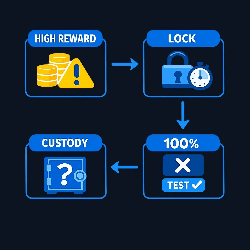 Four common staking mistakes illustrated with warning symbols