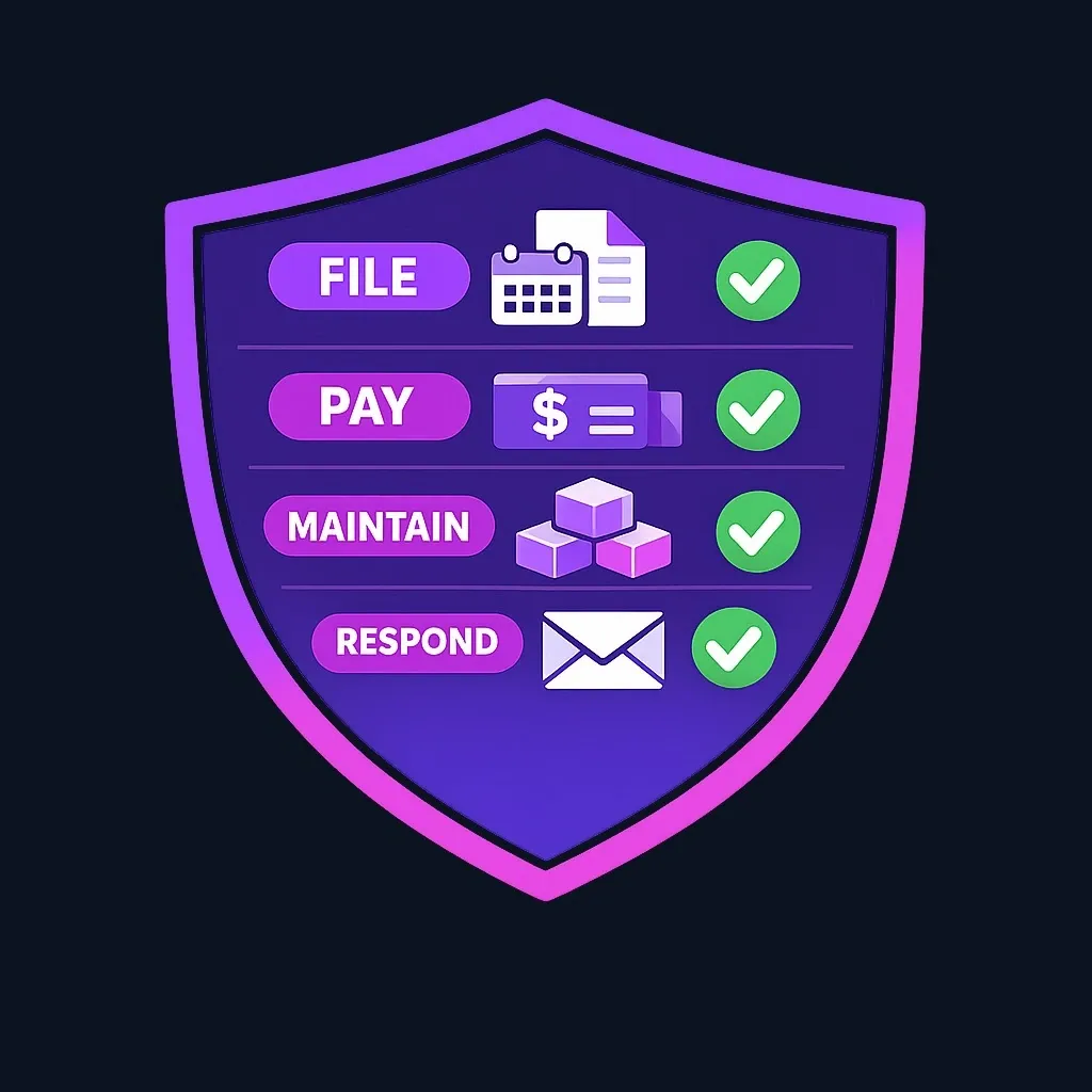 Checklist diagram of actions to avoid IRS payment plan default