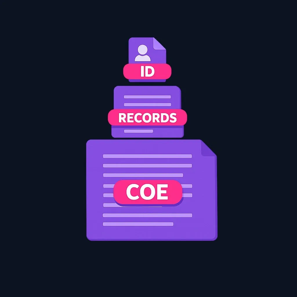 COE document as foundation with other documents stacked above
