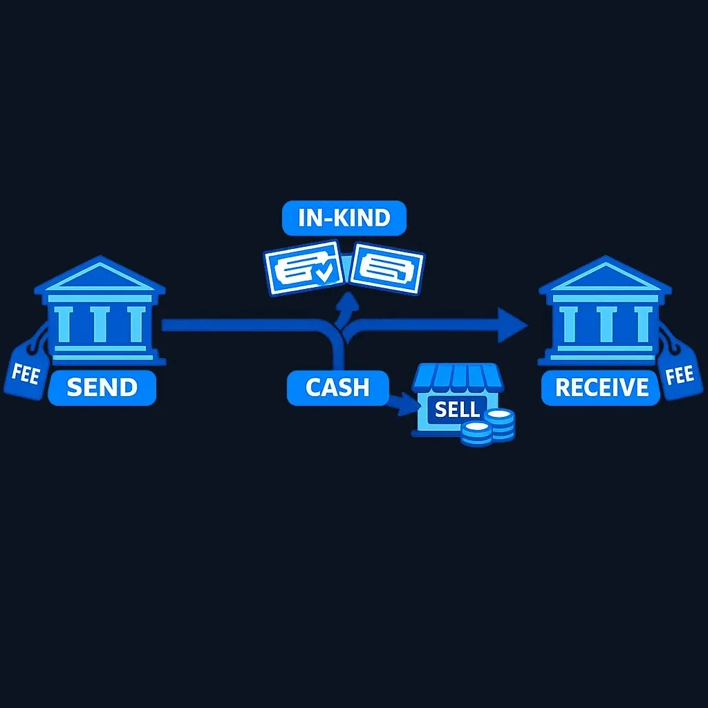 Diagram of fee checkpoints at the sending and receiving custodians during an account move