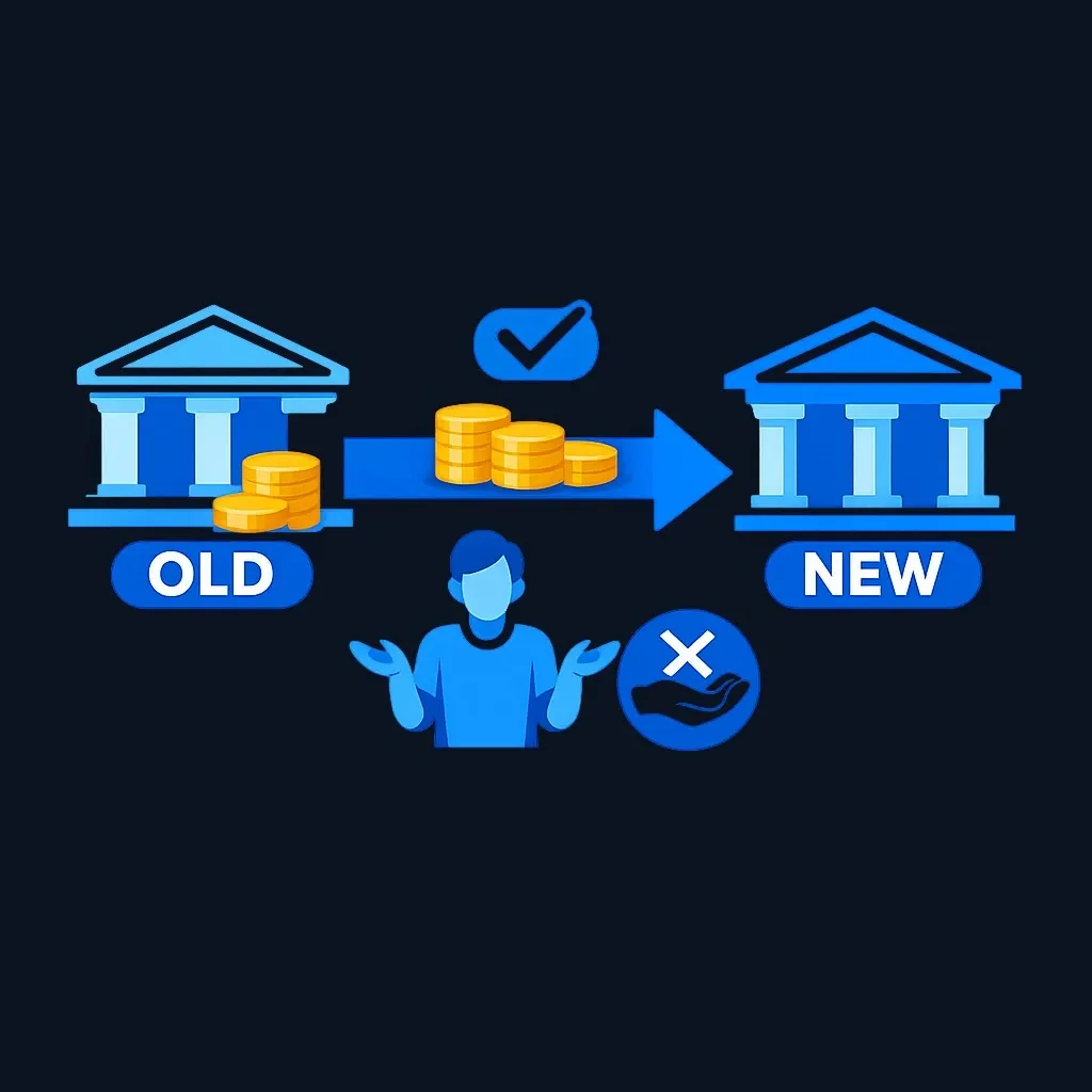 Diagram of IRA assets moving directly from one custodian to another while the account owner stands aside