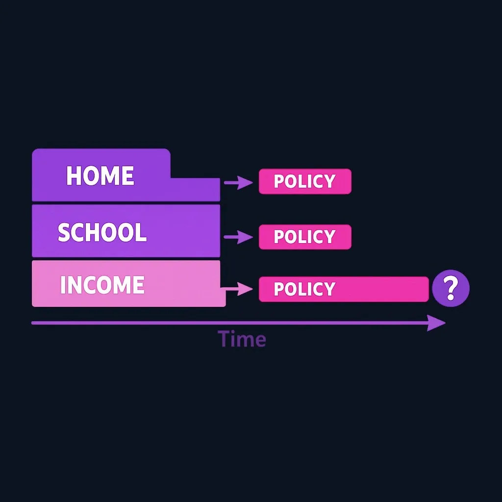 Needs timeline showing declining obligations covered by matching policy layers