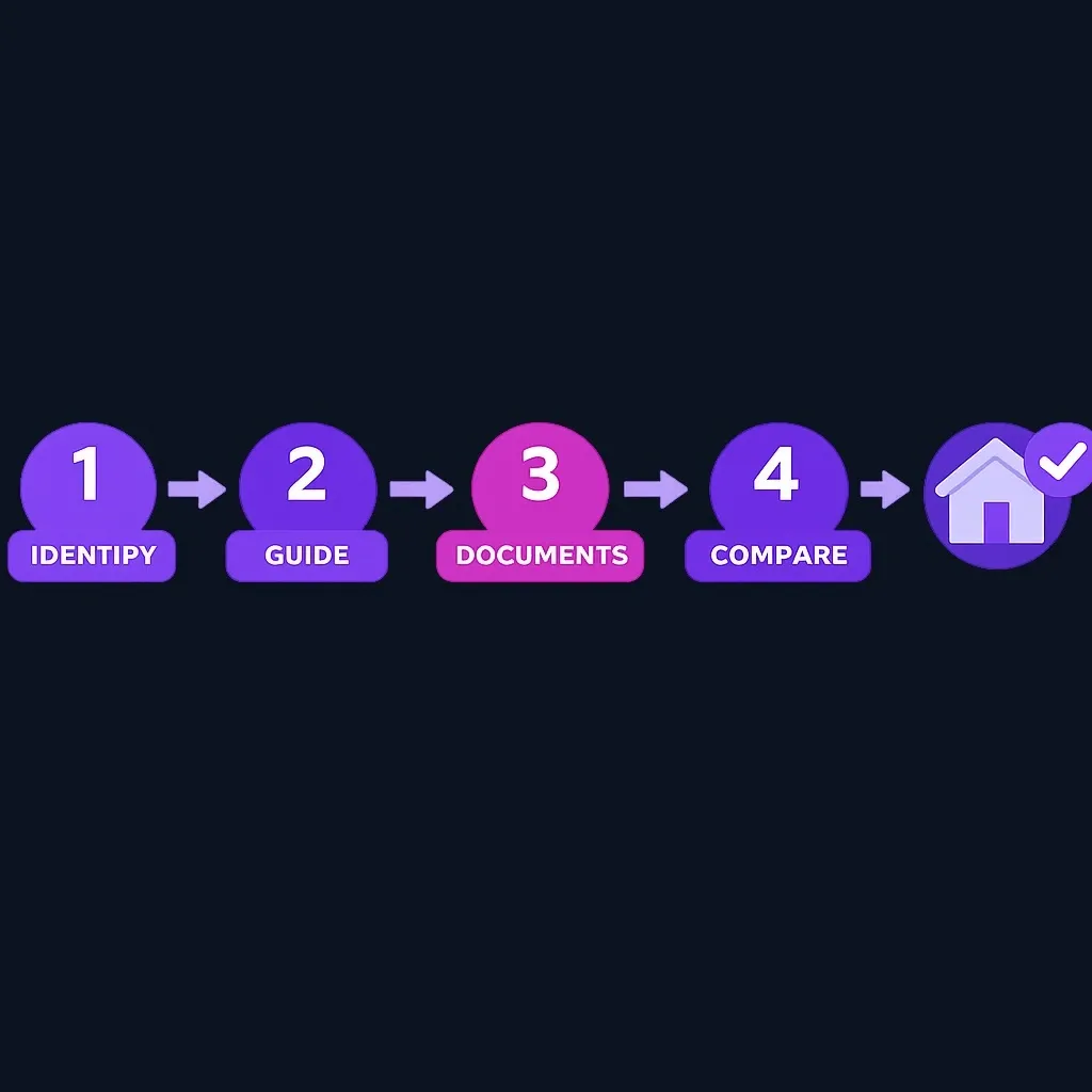 Five-step workflow diagram for applying for a loan under Fannie Mae family occupancy rules