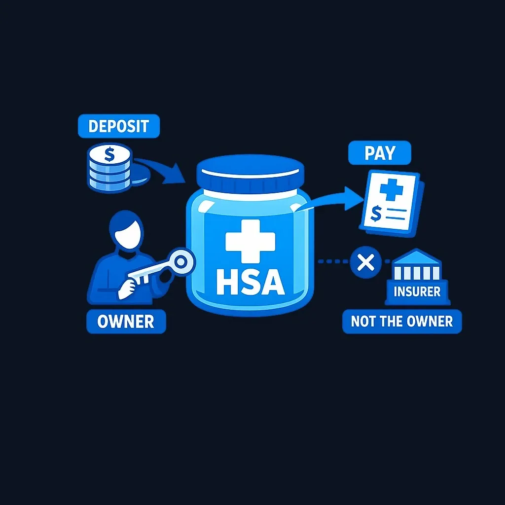 Diagram defining an HSA as an individually owned account for medical expenses