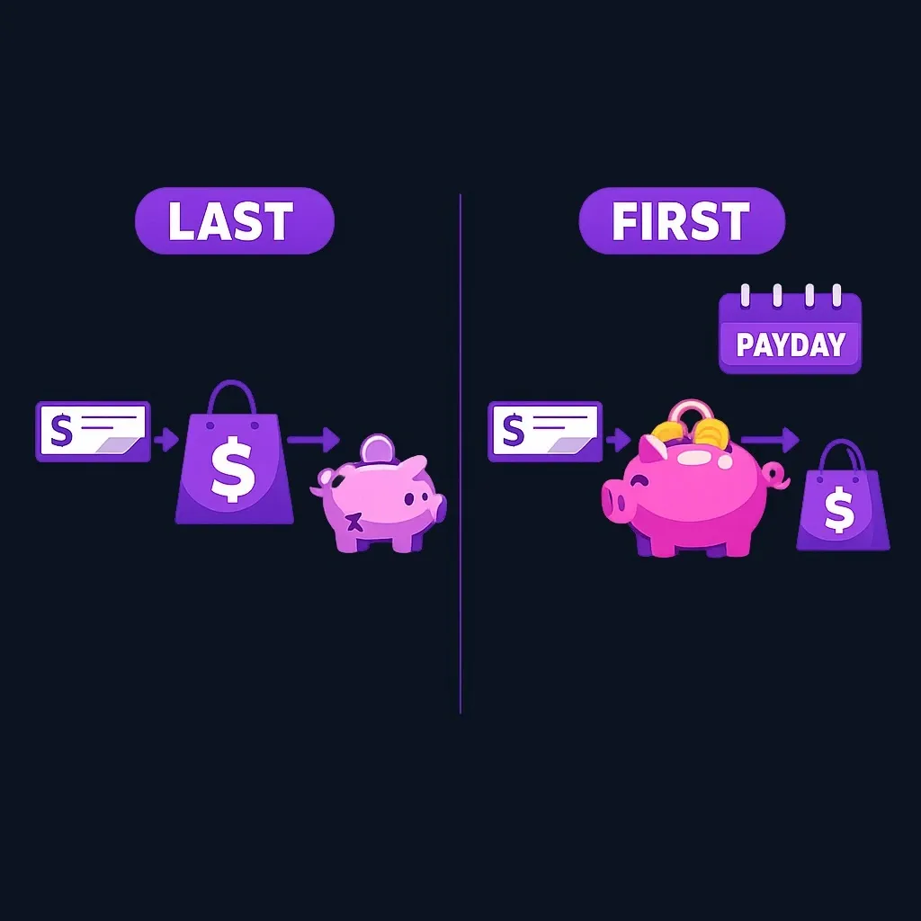 Side-by-side comparison of saving last versus saving first on payday