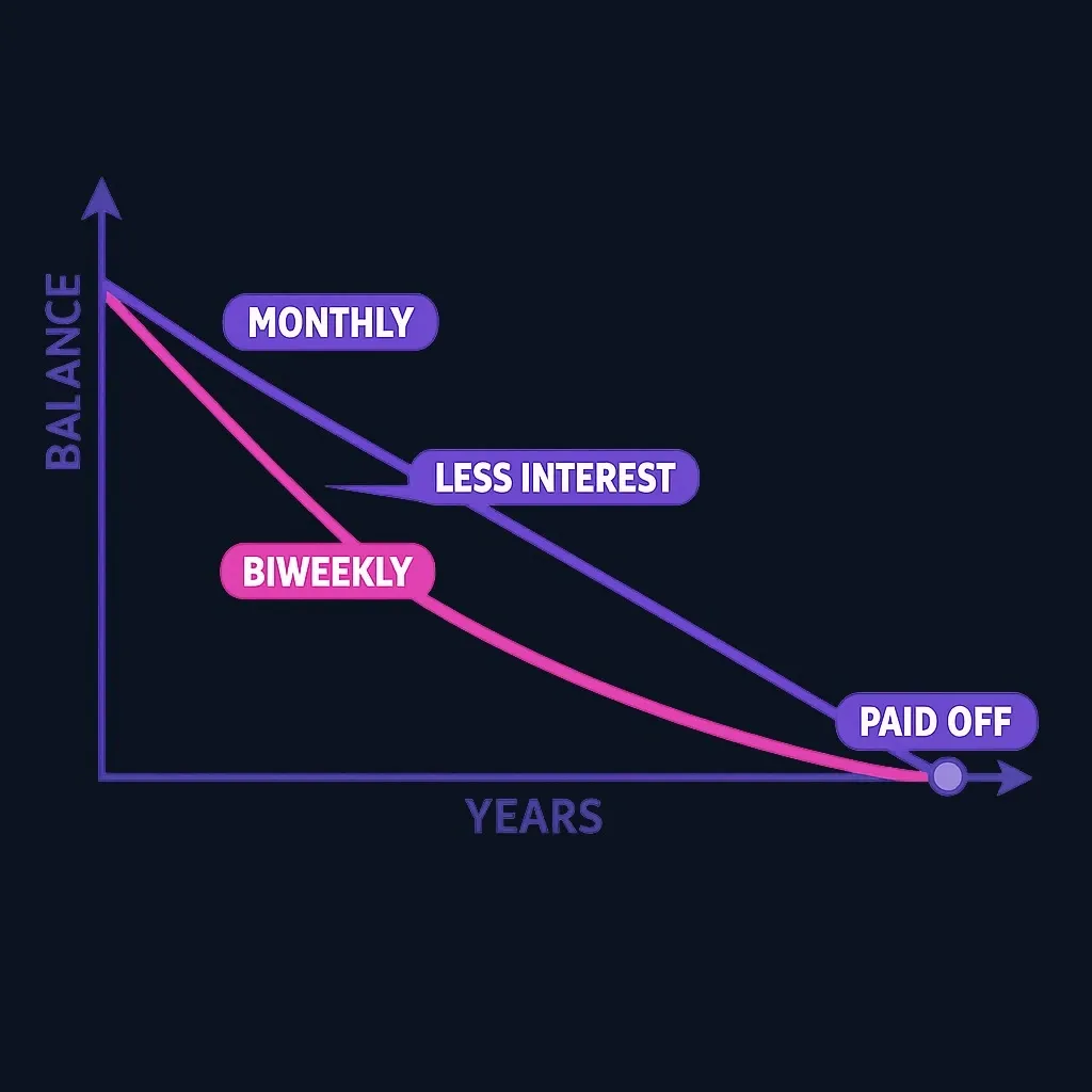 Two declining loan balance lines, with the line that includes extra payments reaching zero earlier