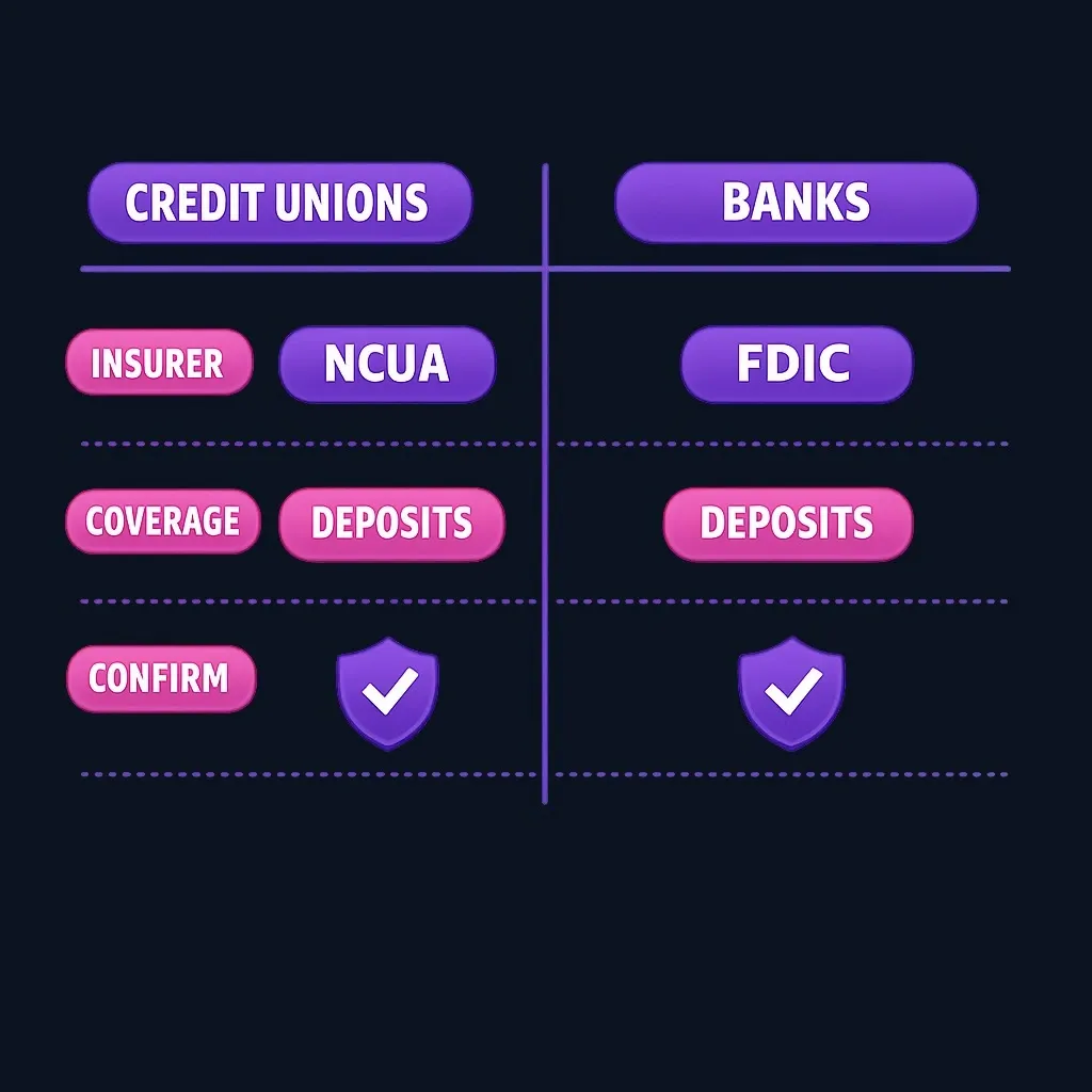 Comparison table showing NCUA versus FDIC insurance coverage