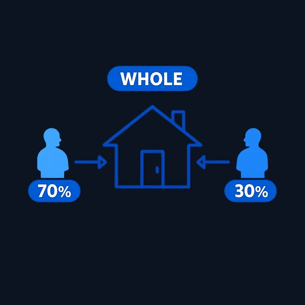 Diagram illustrating tenancy in common undivided ownership with flexible percentage shares