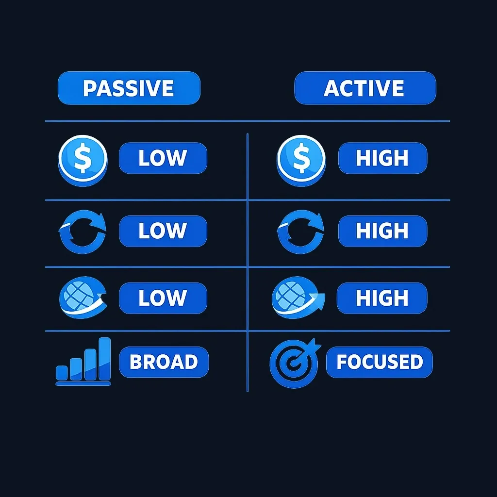 Side-by-side comparison of passive and active REIT ETF characteristics