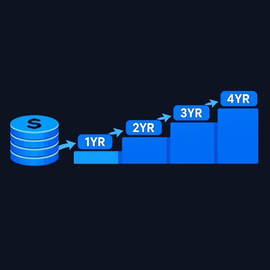 Diagram showing CD ladder strategy with staggered maturities