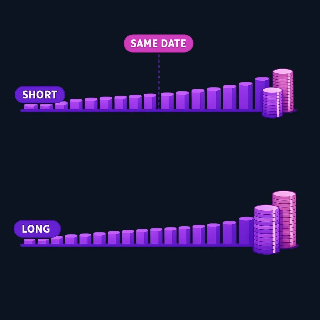 Timeline comparing a same-length repayment with a longer repayment and lower monthly payment
