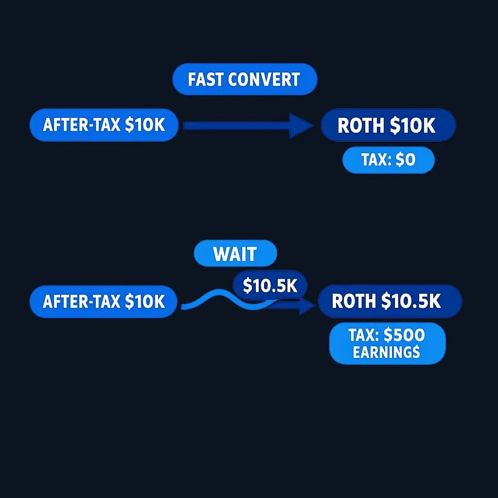 Diagram showing prompt versus delayed conversion tax outcomes