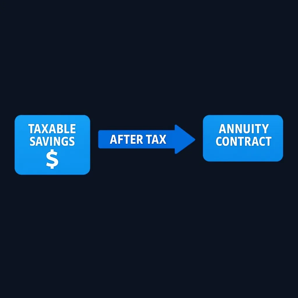 Diagram showing nonqualified annuity funded from taxable savings