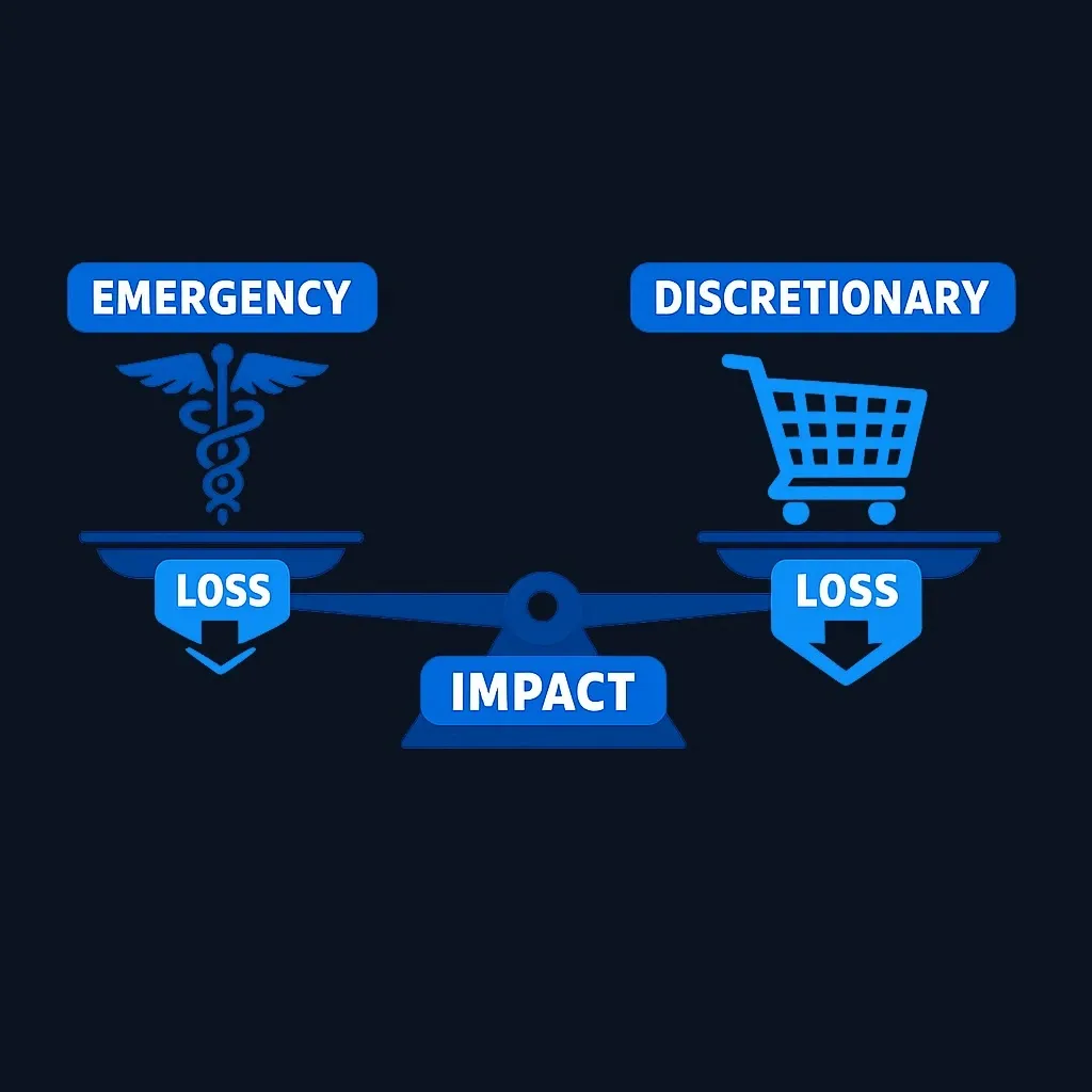 Comparison of 401(k) loan impact for emergency versus discretionary use