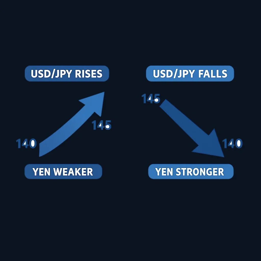 Diagram showing USD/JPY movement and yen strength