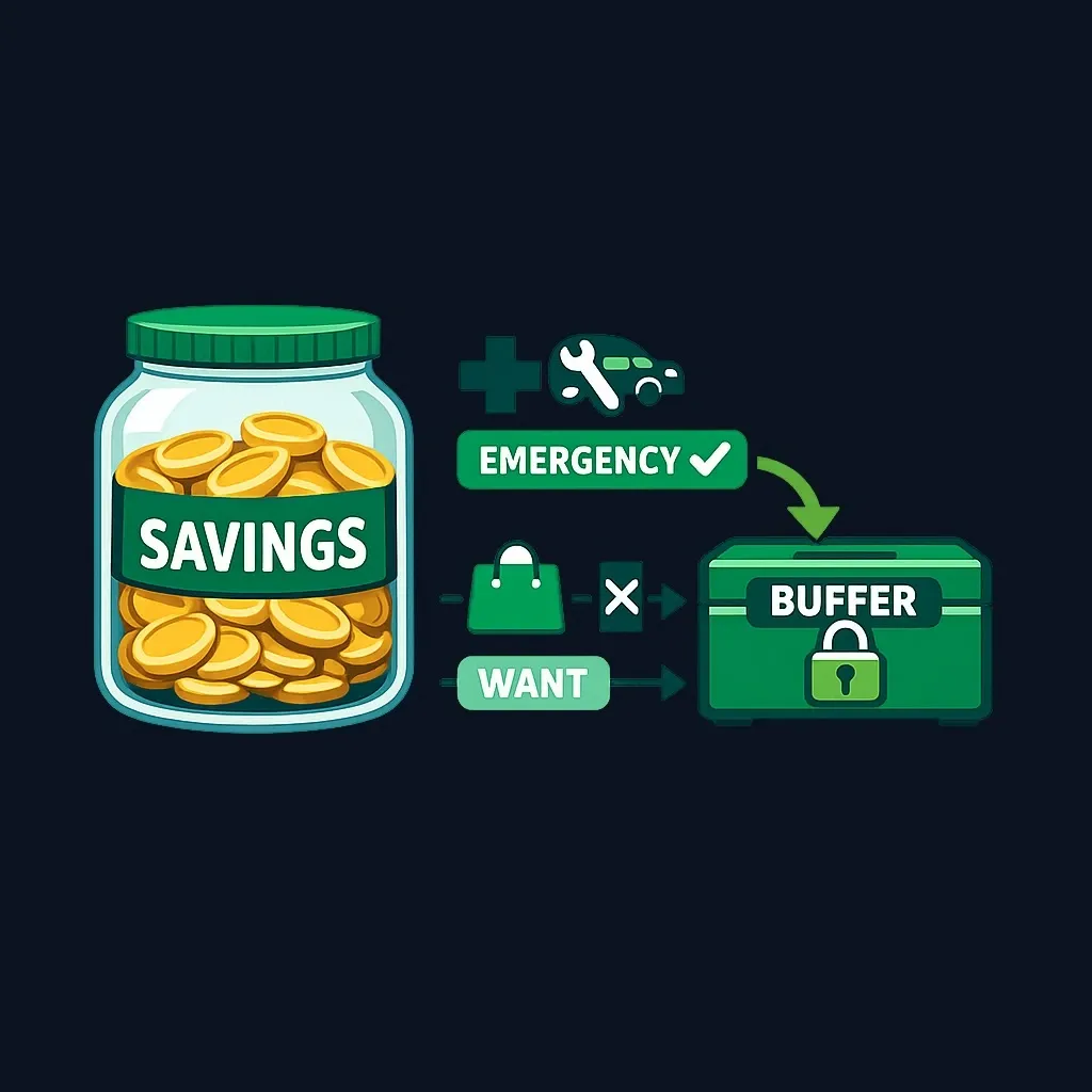 Diagram of a separate emergency buffer account that only true emergencies can access