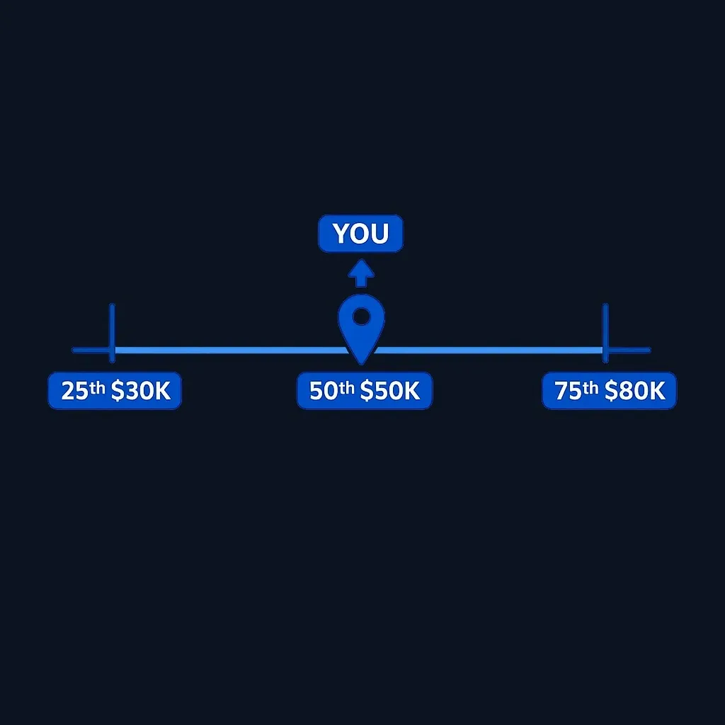 Example diagram showing balance placement relative to percentile markers