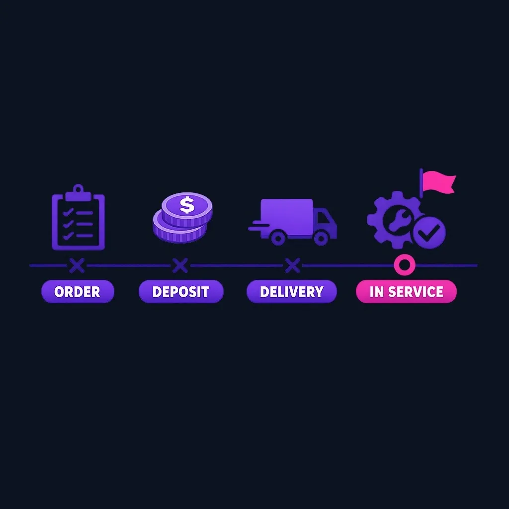 Timeline from ordering equipment to the date it is placed in service