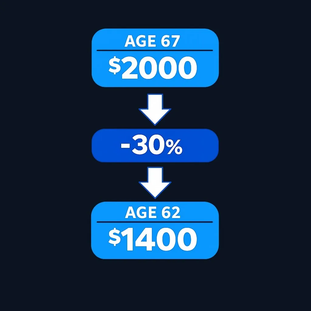 Example showing permanent monthly benefit reduction from age 62 claiming