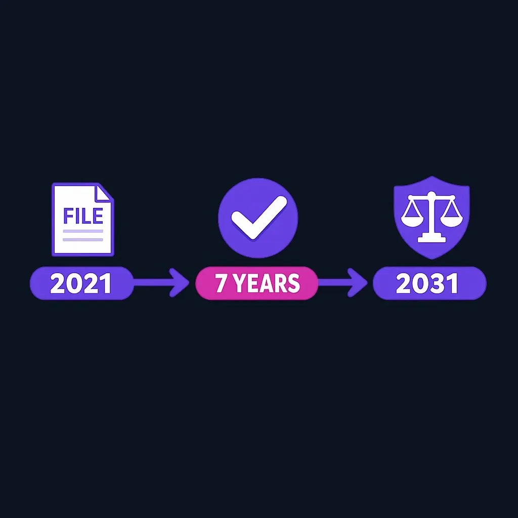 Example timeline showing Chapter 13 filing date and both seven-year and ten-year reporting endpoints