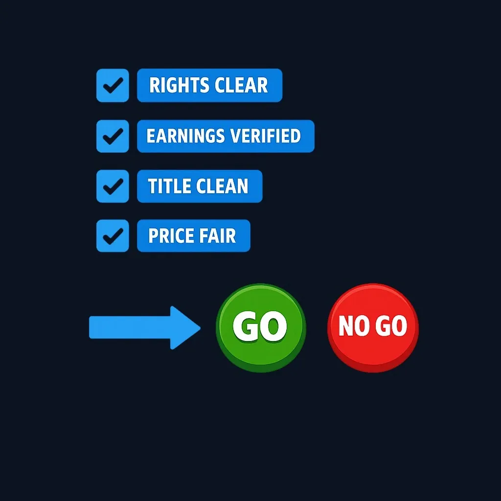 Quick go/no-go checklist for music royalty investments