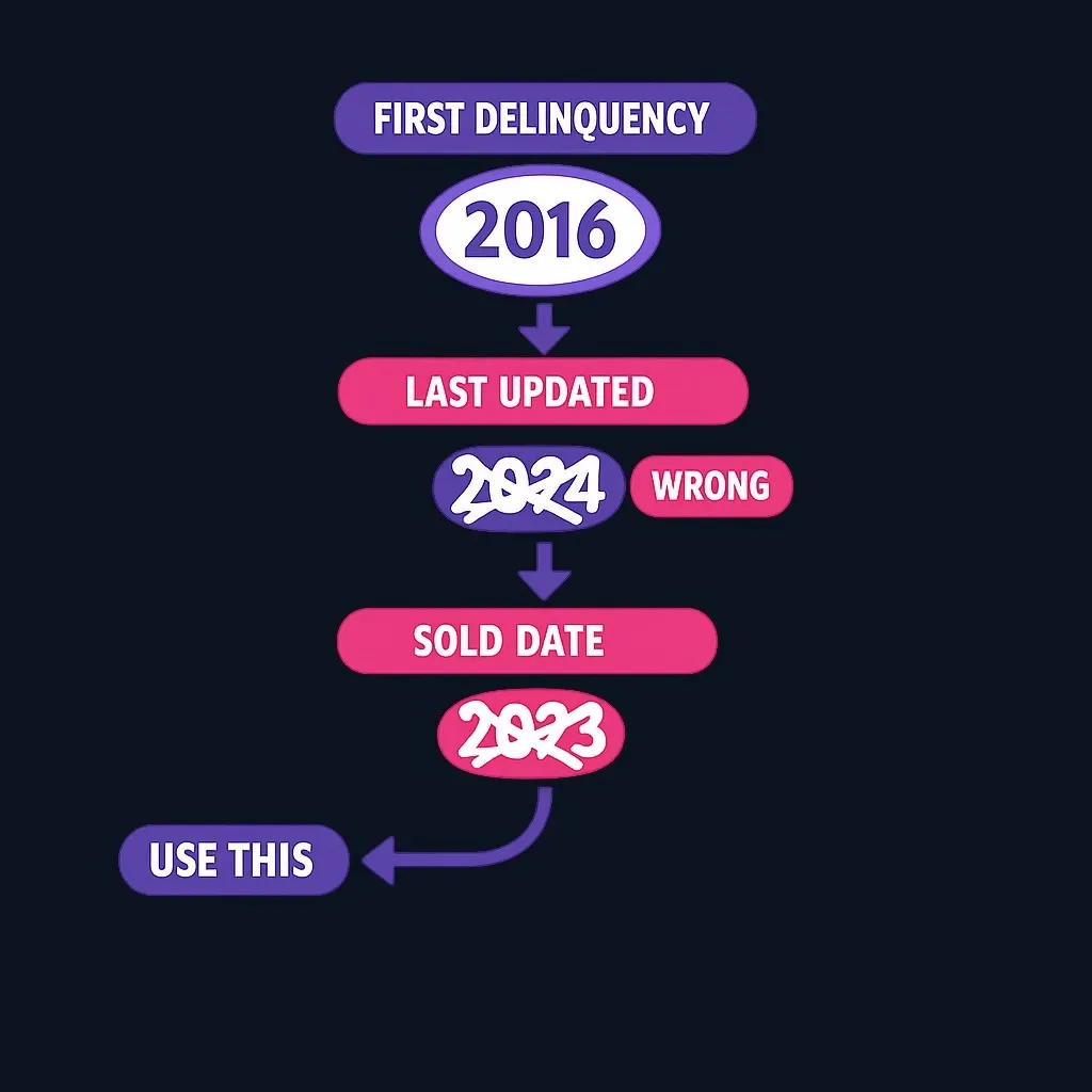 Illustration of correct versus incorrect date references for old debt