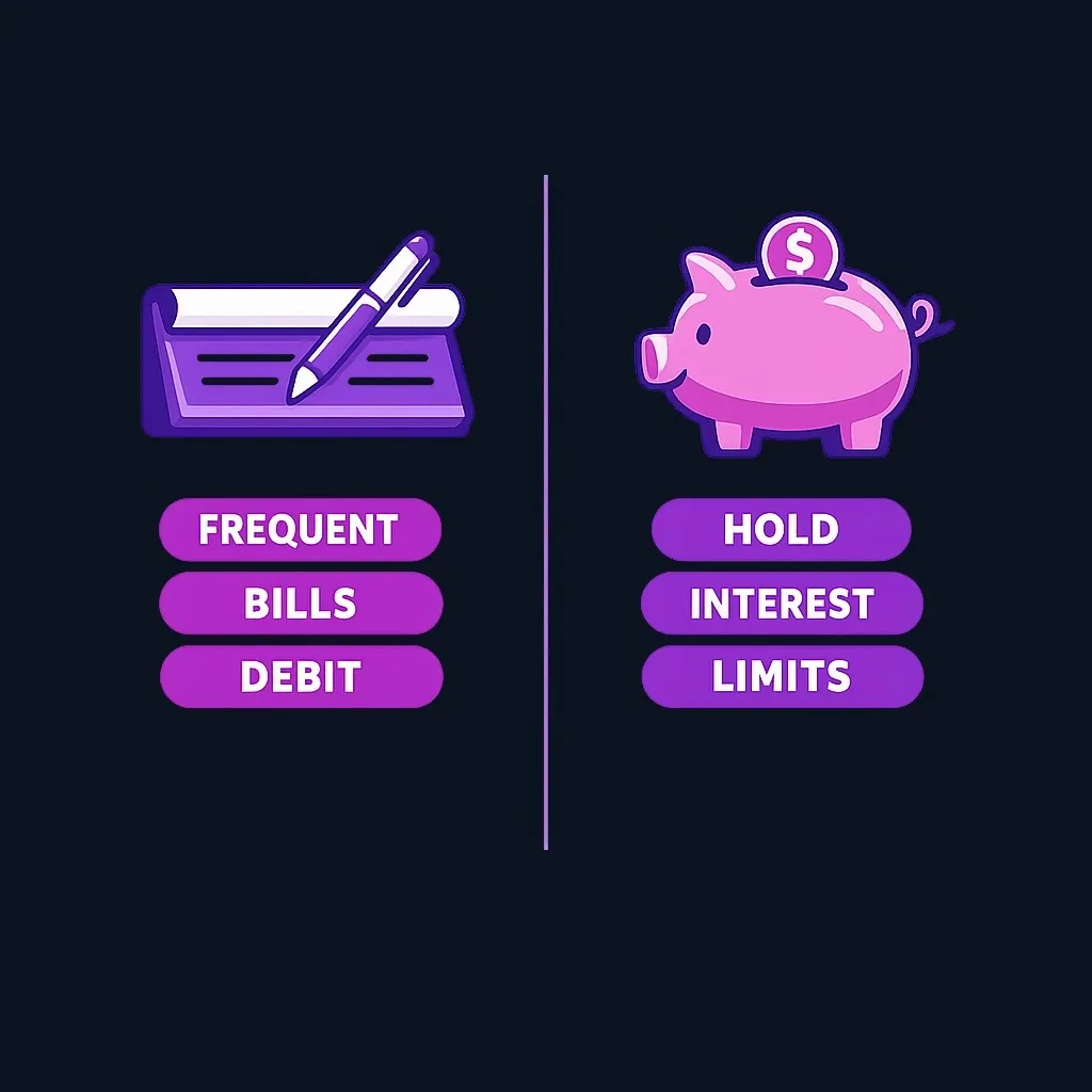 Checking versus savings account comparison