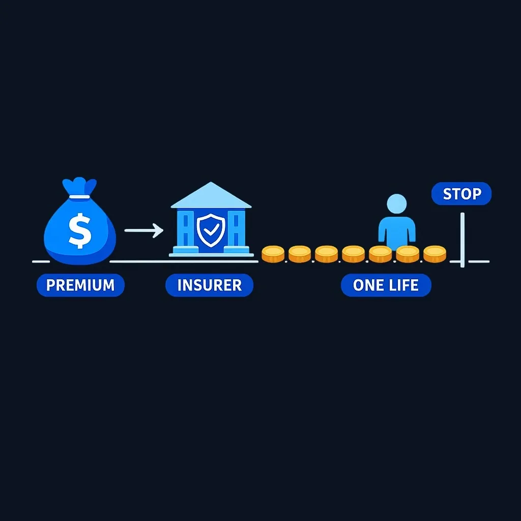 Timeline showing one person receiving regular annuity payments that stop at death