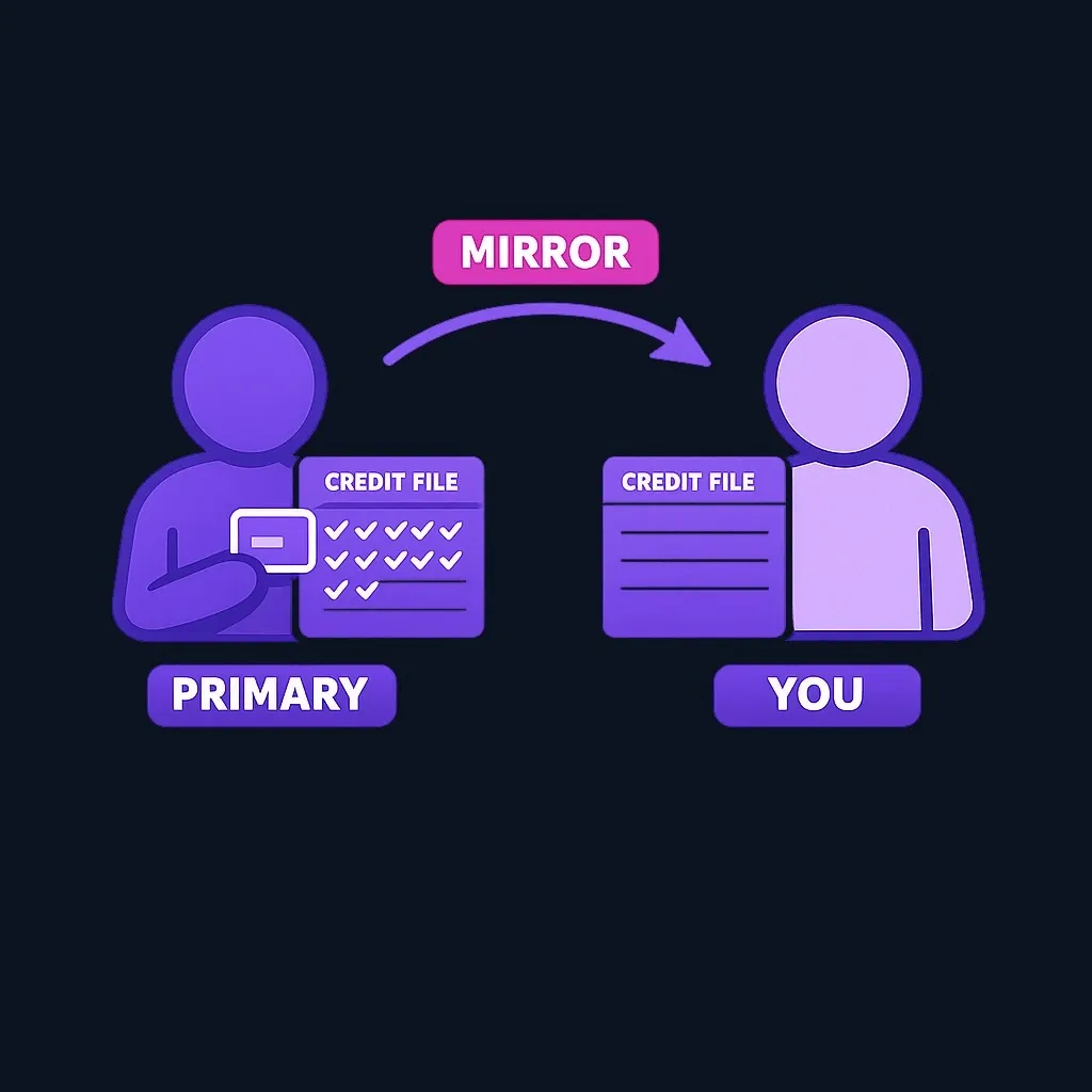 Primary cardholder's account history is mirrored onto an authorized user's credit file.