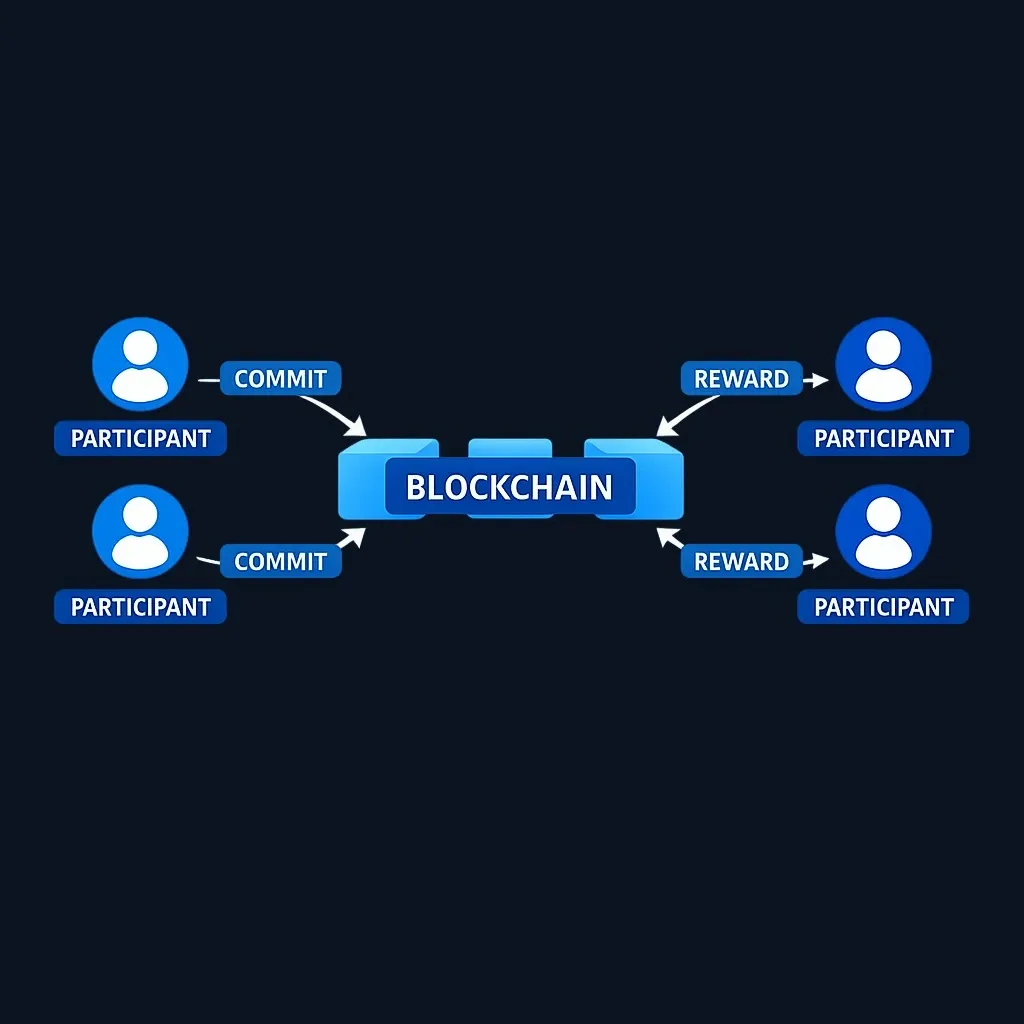 Diagram showing how staking connects participants to blockchain validation
