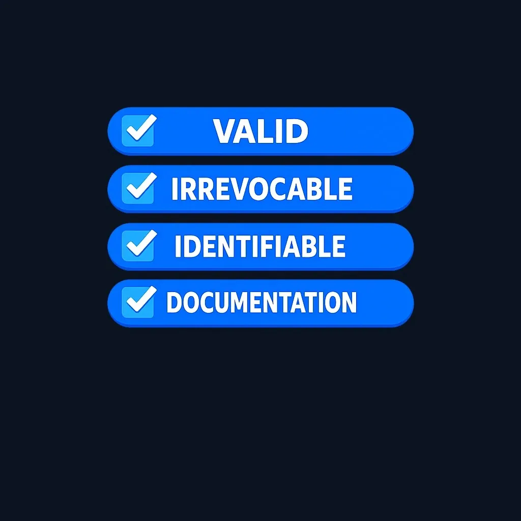 Checklist diagram of the four see-through trust requirements