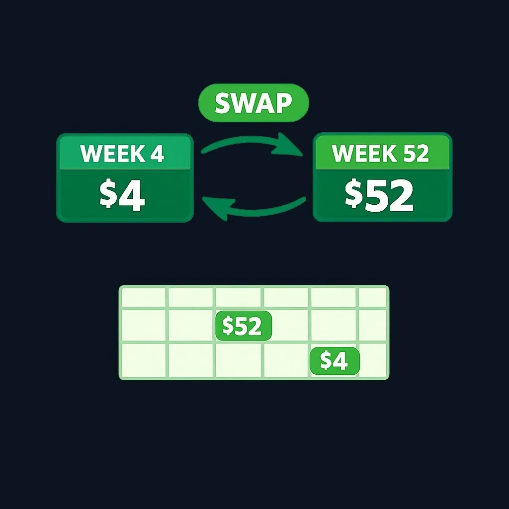 Diagram showing how to swap a high-deposit week with a low-deposit week