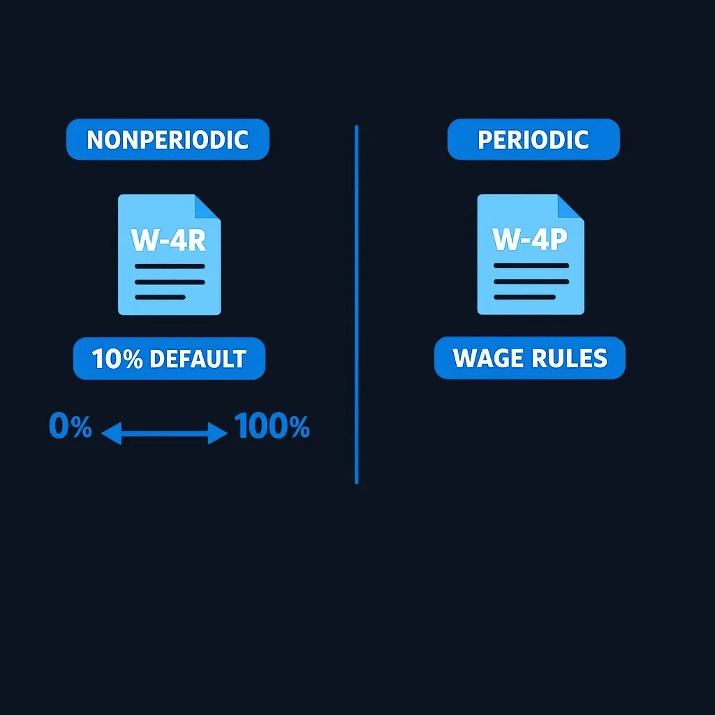 Comparison of nonperiodic versus periodic RMD payment withholding methods
