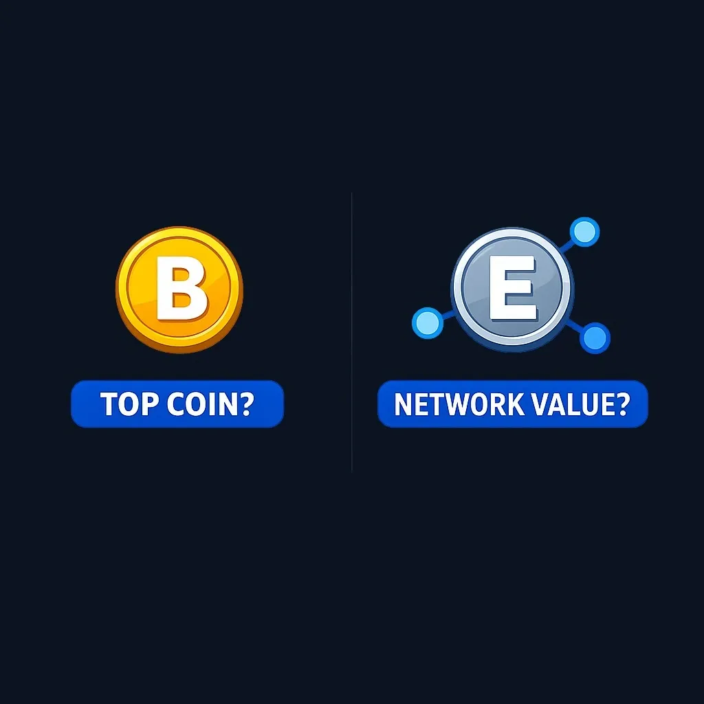 Side-by-side comparison of Bitcoin and Ethereum use case focus